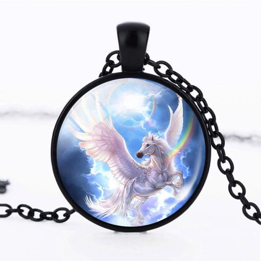 Black chain Pegasus Necklace