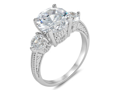 3-Crystals Clear Cubic Zirconia Ring