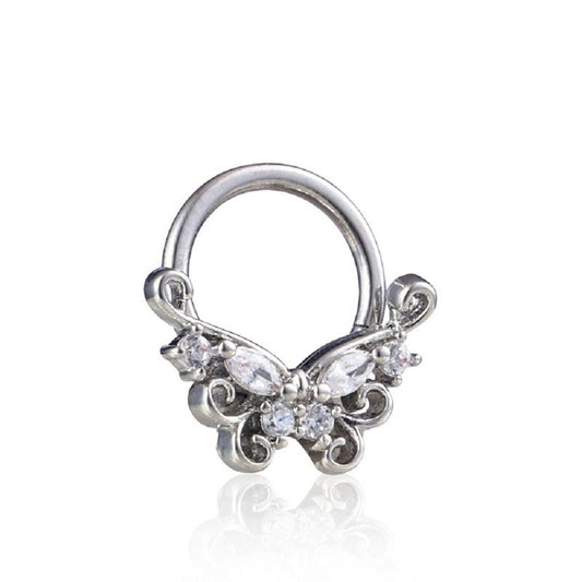 Butterfly Crystal Gemstone Nose Clip Body Jewellery