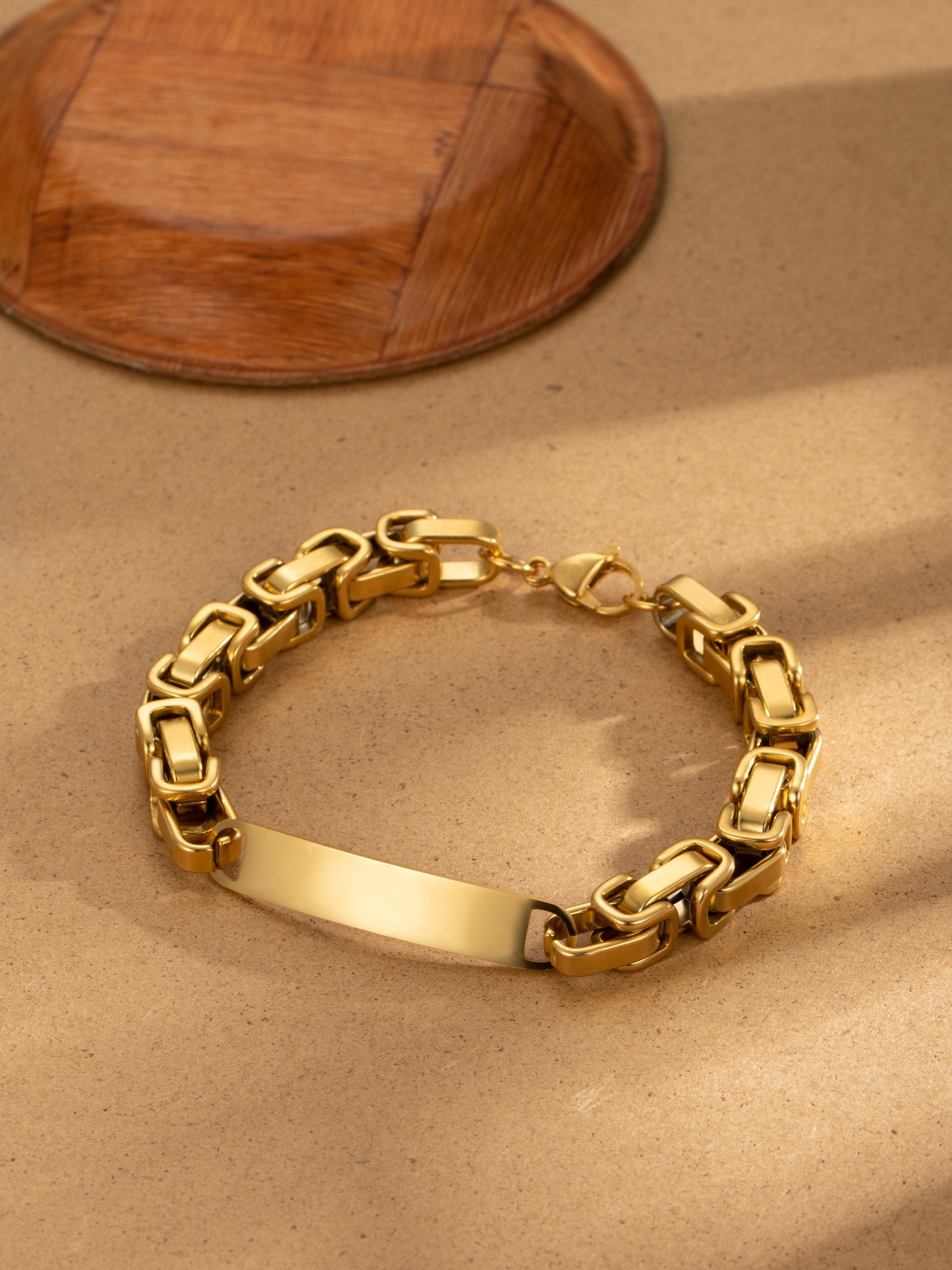 316L Stainless Steel Gold Tone Cuban Chain interlocking Men Bracelet