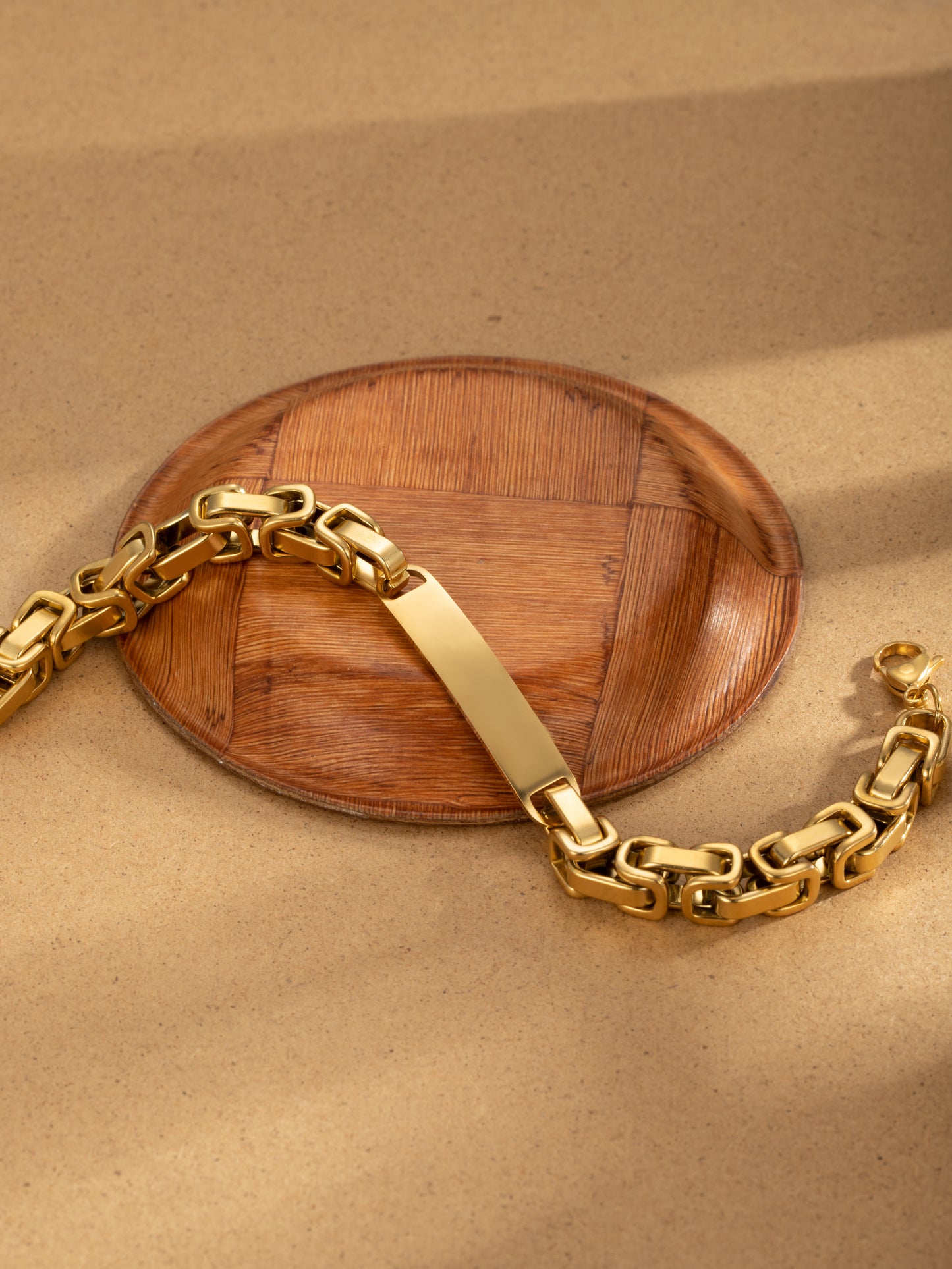 316L Stainless Steel Gold Tone Cuban Chain interlocking Men Bracelet