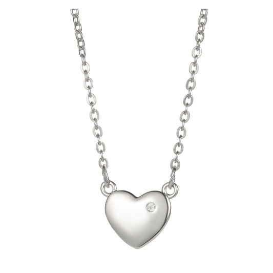 White Gold Plated Heart Shape Necklace With Mosana Diamond