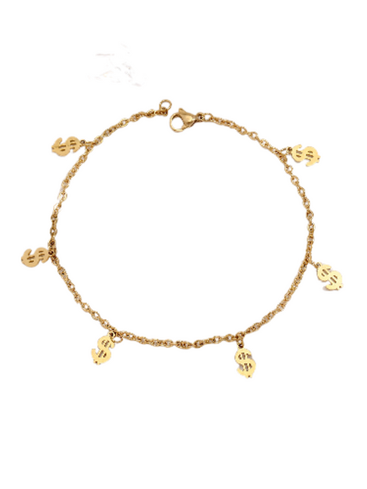 Golden Chain Anklet/Bracelet with Dollar Charms