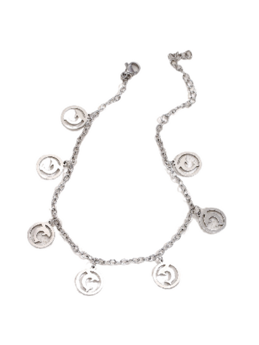 Silver Chain Anklet/Bracelet with Dolphin Charms