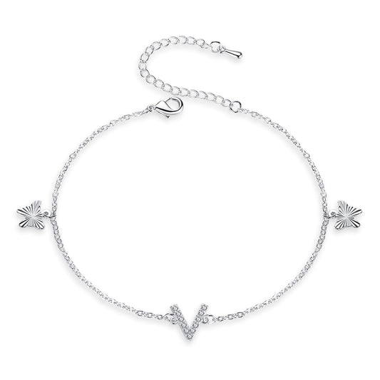 Silver Chain Anklet/Bracelet with Butterfly Charms