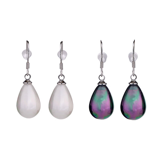 925 Sterling Silver Pearl Drop Earrings with Hallmarks