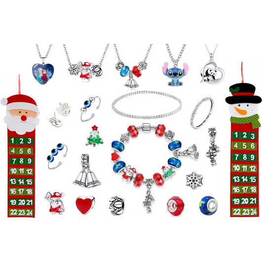 Christmas Surprise Advent Calendar with 24pcs Jewellery Gifts Santa Or Snowman