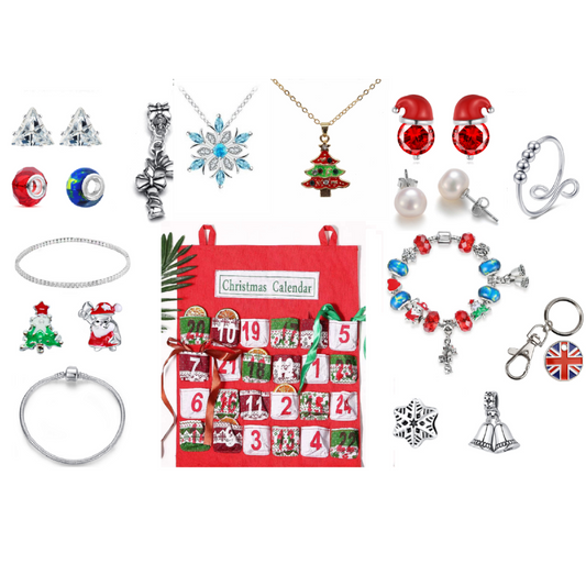 Christmas Festival Advent Calendar with 24pcs Premium Jewellery Reusable Hanging