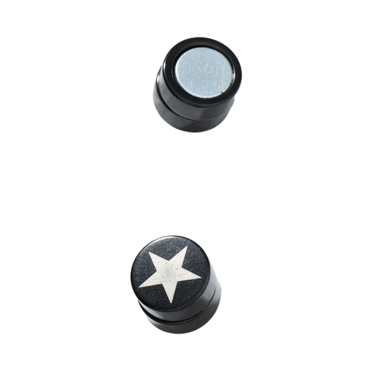 Stainless Steel Magnetic Non pierced Black Star Stud Earrings