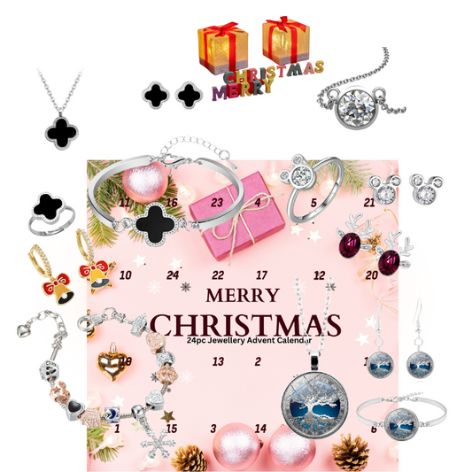 Christmas Gift for Her Jewellery Advent Calendar Countdown 24pc -Bracelet, Pendant, Earrings and Rings
