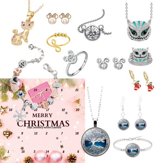 Christmas Gifts for Her Advent Calendar Jewellery Set 24pc -Bracelet, Pendant, Earrings and Rings